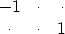 \begin{displaymath}
\begin{array}
{ccc}
 -1 &\cdot &\cdot \  \cdot &\cdot &1 \end{array}\end{displaymath}