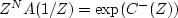 $Z^N A(1/Z)=\exp (C^-(Z))$