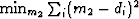 $\min_{m_2} \sum_i (m_2-d_i)^2$