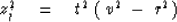 \begin{displaymath}
z_j^2 \eq t^2 \ ( \, v^2 \ -\ r^2 )\end{displaymath}